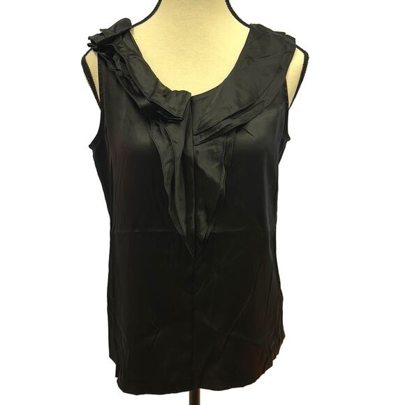 Talbots Silk Sleeveless Blouse with Ruffle Accent - Size 4 - 94% Silk - Picture 1 of 10